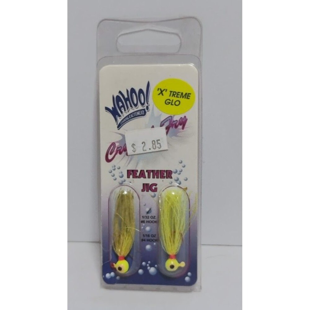 WAHOO X TREME GLO GLOW IN THE DARK FEATHER JIGS FOR PANFISH OPEN PACKAGE